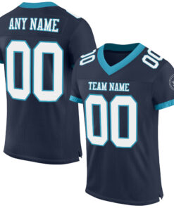 Custom Navy White-Panther Blue Mesh Authentic Football Jersey