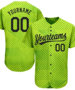 Custom Neon Green Black 3D Pattern Design Authentic Baseball Jersey