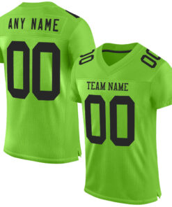 Custom Neon Green Black Mesh Authentic Football Jersey