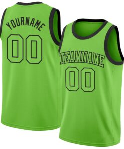 Custom Neon Green Neon Green-Black Authentic Basketball Jersey