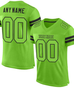 Custom Neon Green Neon Green-Black Mesh Authentic Football Jersey