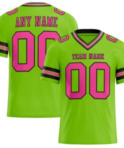 Custom Neon Green Pink-Black Mesh Authentic Football Jersey