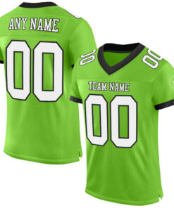 Custom Neon Green White-Black Mesh Authentic Football Jersey