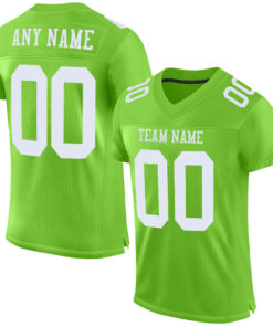 Custom Neon Green White Mesh Authentic Football Jersey
