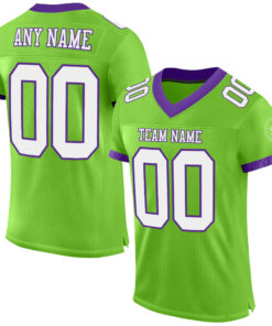 Custom Neon Green White-Purple Mesh Authentic Football Jersey
