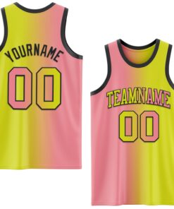 Custom Neon Yellow Medium Pink-Black Authentic Gradient Fashion Basketball Jersey