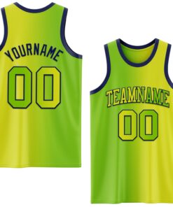 Custom Neon Yellow Neon Green-Navy Authentic Gradient Fashion Basketball Jersey