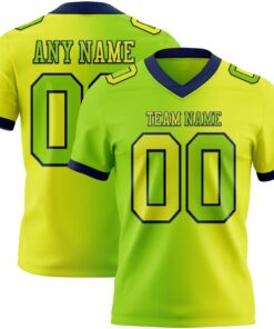Custom Neon Yellow Neon Green-Navy Mesh Authentic Gradient Fashion Football Jersey