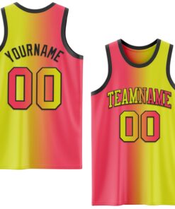 Custom Neon Yellow Neon Pink-Black Authentic Gradient Fashion Basketball Jersey
