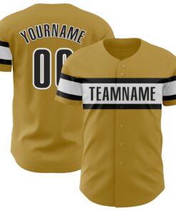 Custom Old Gold Black-White Authentic Baseball Jersey