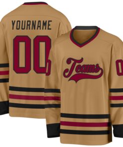 Custom Old Gold Maroon-Black Hockey Jersey