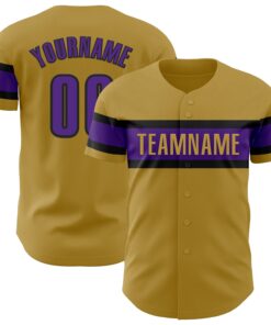 Custom Old Gold Purple-Black Authentic Baseball Jersey