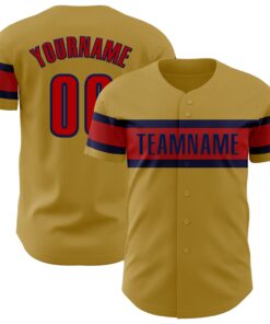 Custom Old Gold Red-Navy Authentic Baseball Jersey