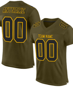 Custom Olive Black-Gold Mesh Authentic Salute To Service Football Jersey