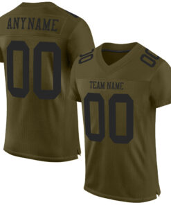 Custom Olive Black Mesh Authentic Salute To Service Football Jersey