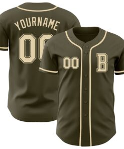 Custom Olive Cream Authentic Salute To Service Baseball Jersey