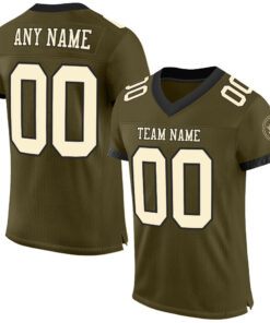 Custom Olive Cream-Black Mesh Authentic Salute To Service Football Jersey