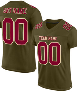 Custom Olive Maroon-Cream Mesh Authentic Salute To Service Football Jersey