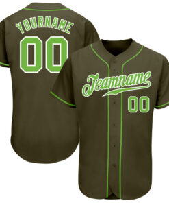 Custom Olive Neon Green-White Authentic Salute To Service Baseball Jersey