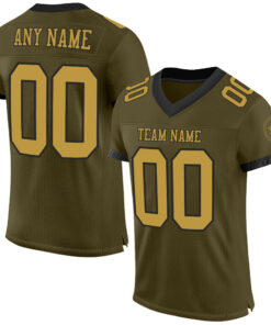 Custom Olive Old Gold-Black Mesh Authentic Salute To Service Football Jersey