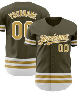 Custom Olive Old Gold-White Line Authentic Salute To Service Baseball Jersey