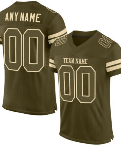 Custom Olive Olive-Cream Mesh Authentic Salute To Service Football Jersey