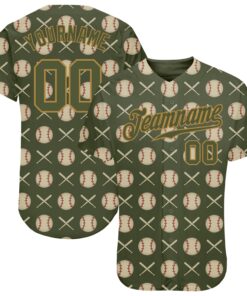 Custom Olive Olive-Old Gold 3D Pattern Design Authentic Salute To Service Baseball Jersey