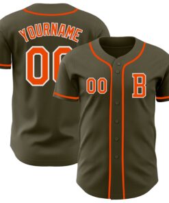 Custom Olive Orange-White Authentic Salute To Service Baseball Jersey