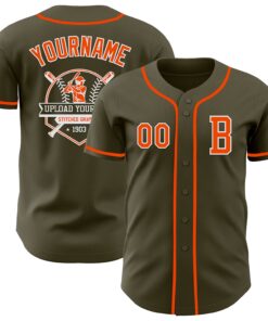 Custom Olive Orange-White Authentic Salute To Service Baseball Jersey