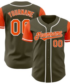 Custom Olive Orange-White Authentic Two Tone Salute To Service Baseball Jersey