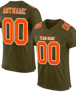 Custom Olive Orange-White Mesh Authentic Salute To Service Football Jersey