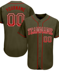 Custom Olive Red-White Authentic Drift Fashion Salute To Service Baseball Jersey