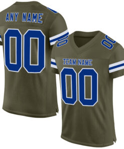 Custom Olive Royal-White Mesh Authentic Salute To Service Football Jersey