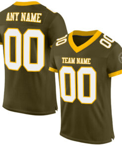 Custom Olive White-Gold Mesh Authentic Salute To Service Football Jersey