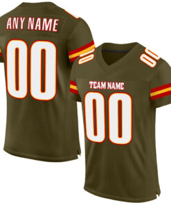 Custom Olive White-Gold Mesh Authentic Salute To Service Football Jersey