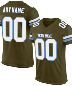 Custom Olive White-Light Blue Mesh Authentic Salute To Service Football Jersey