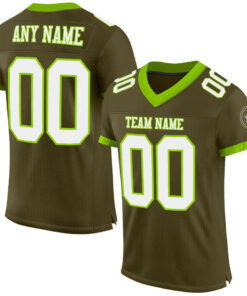 Custom Olive White-Neon Green Mesh Authentic Salute To Service Football Jersey