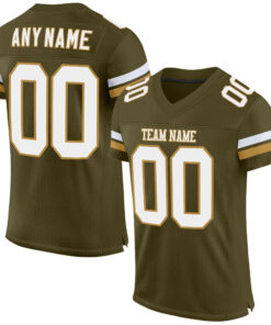 Custom Olive White-Old Gold Mesh Authentic Salute To Service Football Jersey
