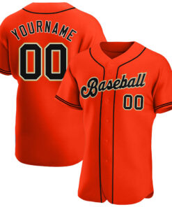 Custom Orange Black-Cream Authentic Baseball Jersey