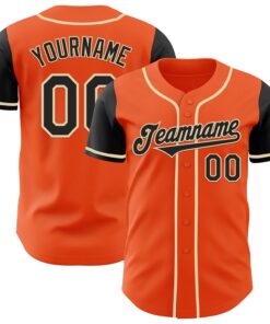Custom Orange Black-Cream Authentic Two Tone Baseball Jersey