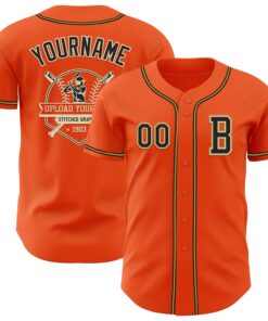 Custom Orange Black Cream-Old Gold Authentic Baseball Jersey