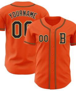 Custom Orange Black Cream-Old Gold Authentic Baseball Jersey