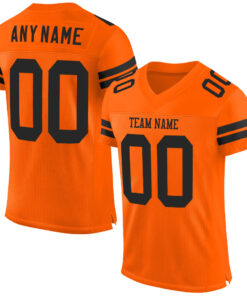 Custom Orange Black Mesh Authentic Football Jersey