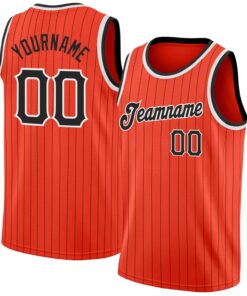 Custom Orange Black Pinstripe Black-White Authentic Basketball Jersey