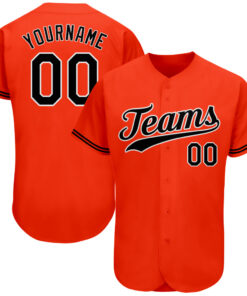 Custom Orange Black-White Authentic Baseball Jersey