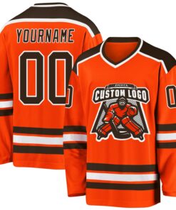 Custom Orange Brown-White Hockey Jersey
