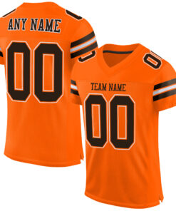Custom Orange Brown-White Mesh Authentic Football Jersey