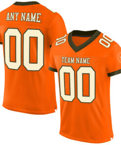 Custom Orange Cream-Olive Mesh Authentic Football Jersey