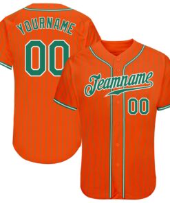 Custom Orange Kelly Green Pinstripe Kelly Green-White Authentic Baseball Jersey