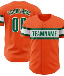 Custom Orange Kelly Green-White Authentic Baseball Jersey